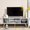 Elegant TV Stand Storage Cabinet Media Unit w/ Wood Legs 2 Cupboards 2 Shelves