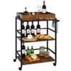 3-Tier Rolling Trolley Cart Utility Organiser Shelves with Lockable Wheels &Tray