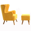 Yellow Scallop Shell Wing Back Armchair Single Sofa Chair With Footstool Suite