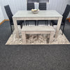 Grey Dining Table and 4 Black Chairs With 1 Bench Kitchen Dining Room Set