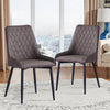 Pair of Faux Leather Velvet Dining Chiars Padded Seat Metal Legs Kitchen Chair
