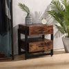 2-Drawer Rustic Wood Bedside Table Cabinet Industrial Side End Table Nightstand