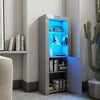 Grey High Gloss Doors Tall Display Cabinet Cupboard Sideboard with LED Lights