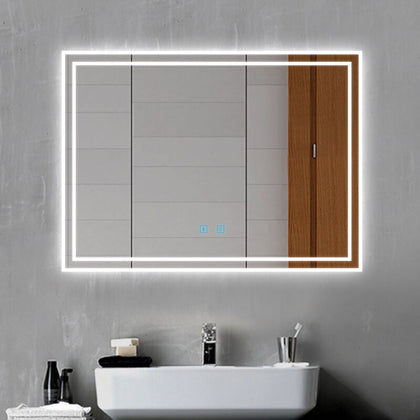Bluetooth Bathroom Mirror with LED Light 3 Colors Touch Sensor Demister Pad