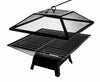Square Fire Pit BBQ Grill Outdoor Garden Firepit Brazier Stove Patio Heater
