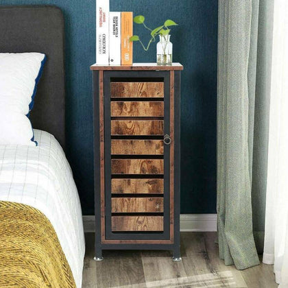 Industrial Style Storage Cabinet Slim Cupboard Unit Small Sideboard Vintage Wood