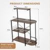 4-Tier Kitchen Bakers Rack Microwave Oven Stand Storage Organizer w/ 6 Hooks