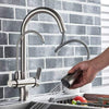 3 Ways Kitchen taps Pure Water Filter Pull Out Spray 360° Swivel Spout Mixer Tap