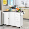 Rolling Kitchen Cart w/ 3 Drawers Kitchen Island w/ Towel Rack and Spice Rack