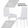 4x White Faux Leather Dining Chairs White Marble Tempered Glass Dining Table Set