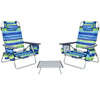 3 PCS Beach Chair and Table Set Outdoor Reclining Chairs Roll Up Camping Table