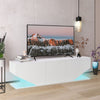 Modern TV Unit Cabinet White TV Stand High Gloss 3 Door w/ RGB Led Lights 140cm