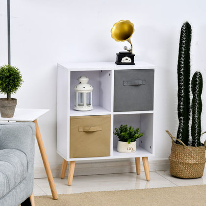 4 Cube Storage Cabinet Unit with 2 Drawers Bookcase Display Shelves Freestanding