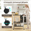 Rolling 3 Tier Serving Cart Kitchen Storage Trolley Utility Cart W/ 10 Hooks