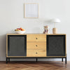 Console Wood Sideboard Cabinet 2 Rattan Door 3 Drawer Media TV Stand Cupboar