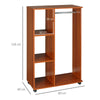 Single Mobile Open Wardrobe Storage Shelves Organizer With Clothes Hanging Rail