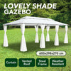 Gazebo with Curtains 600x298x270 White 180g/m² P2U0