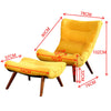 Upholstered Lounge Chairs Armchair Arched Backrest Fabric with Stool Single Sofa