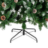 7FT Christmas Tree White Flocking Spray PVC 1350 Branch Metal Stand W/ Pine Cone