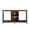 Brown Wooden TV Cabinet Metal Leg with Compartment Shelf Unit Industrial Style
