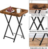 Side Table Folding TV Tray Tables w/ Removable Serving Tray Coffee Table