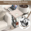 Mobile C-Shaped Side Table Height Adjusting Tilting Coffee Table W/Storage Shelf