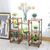 8 Square Hollow-out Wood Plant Stand Racks Small Space Flower Herbs Holder Stand