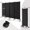 Rolling 4-Panel Room Divider 172cm Folding Privacy Screen Portable Wall Divider