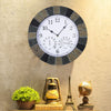 Home Garden Wall Clock with Thermomter Indoor Outdoor Arabic 34cm Slatted Effect