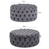 Chesterfield Button Plush Velvet Round/Square Pouffe Footstool Coffee Table Grey
