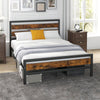 Double Bed Frame Industrial Metal Platform Bed with Headboard and Footboard
