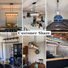 Industrial Linear Chandelier Light Rectangular Metal Cage Table Pendant Lighting