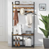 Functional Coat Rack Stand with Shoe Rack Storage Shelf & 9 Hooks Entryway Bench
