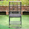 Metal Bird Cage Rolling Metal Parrot Cage w/ Storage Shelf Square Cage W/door