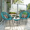 3PCS Patio Furniture Set Outdoor PE Rattan Woven Patio Chairs Set W/ Glass Table