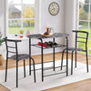 3 Pcs Compact Dining Room Set Kitchen Breakfast Bar Table W/ Storage Shelf Black