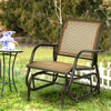 Outdoor Swing Glider Chair Patio Rocking Chair Single w/ Study Metal Frame Brown