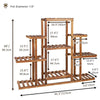 9Tier Large Carbonized Wood Plant Stand High Low Shelves Flower Pot Rack Display