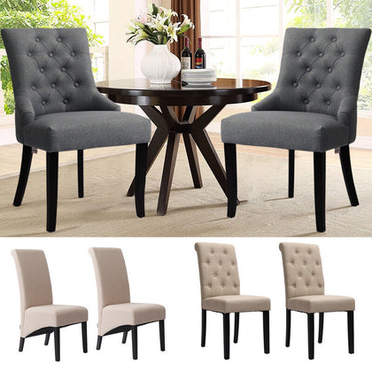 Linen Fabric Scroll High Back Kitchen Dining Room Chairs Upholstered Furnitures