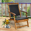 Folding Sun Lounger Acacia Wood Rattan Deck Reclining Chair Retractable Footrest