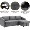 Universal Grey Sofa Bed Corner Fabric Sleeper Pull Out Storage Reversible Chaise