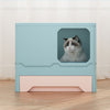Foldable Double Door Cat Litter Box Pet Toilet Tray w/ Lid Drawer For Cat&Rabbit