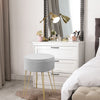 Velvet Round Footstool Upholstered Dressing Table Stool with Metal Legs Home