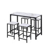 5Pcs White Marble Bar Table & 4 Stools Breakfast Kitchen Dining Set Bar Bistro