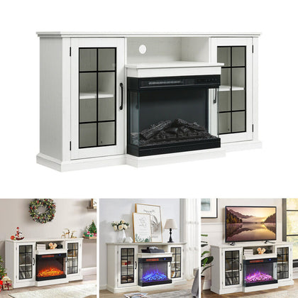 Electric Insert Fireplace &TV Stand Cabinet LED Fire Place 3Color Fire Freestand