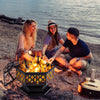 Hexagon Patio Fire Pit Charcoal Log Burning Metal Fire Bowl with Fire Poker