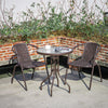 Tempered Glass Top Table Metal Frame Garden Outdoor Indoor Patio Bistro Brown