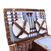 Rustic Wicker Woven Food Hamper 2/4 Person Cutlery Picnic Basket Set with Handle