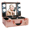 Lockable Makeup Case LED Lighted Table Desk Vanity Mirror 2-Tier Tray Carrying