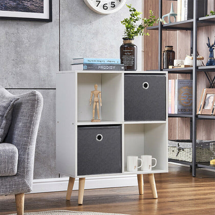 4 Storage Cube Modular Display Storage Cabinet Organiser with 2 Fabric Drawers